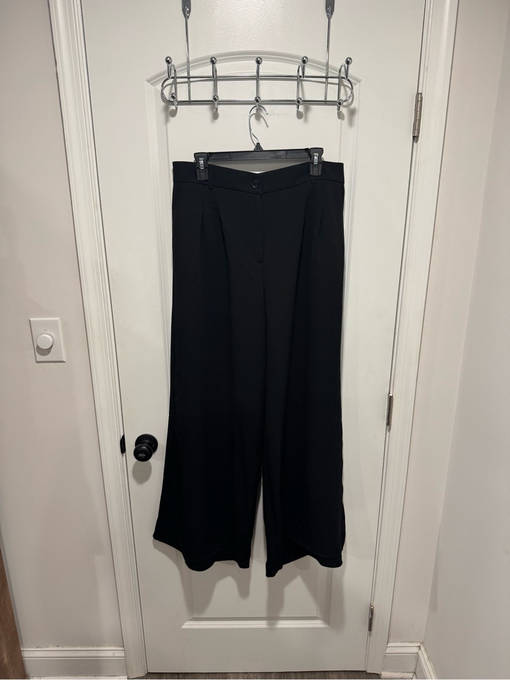 LOFT Black Wide-Leg Trousers